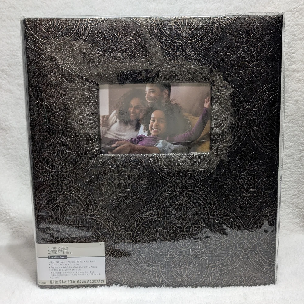 Large Brown Embossed 400 Picture Photo Album CD Pocket Acid PVC Free Post Bound